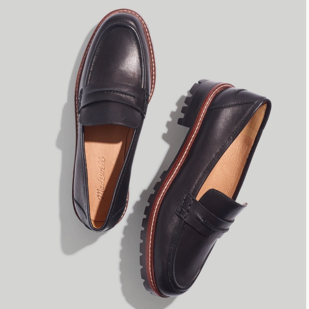 NWOT Madewell Corinne Lugsole Leather Loafer - 7H | True Black